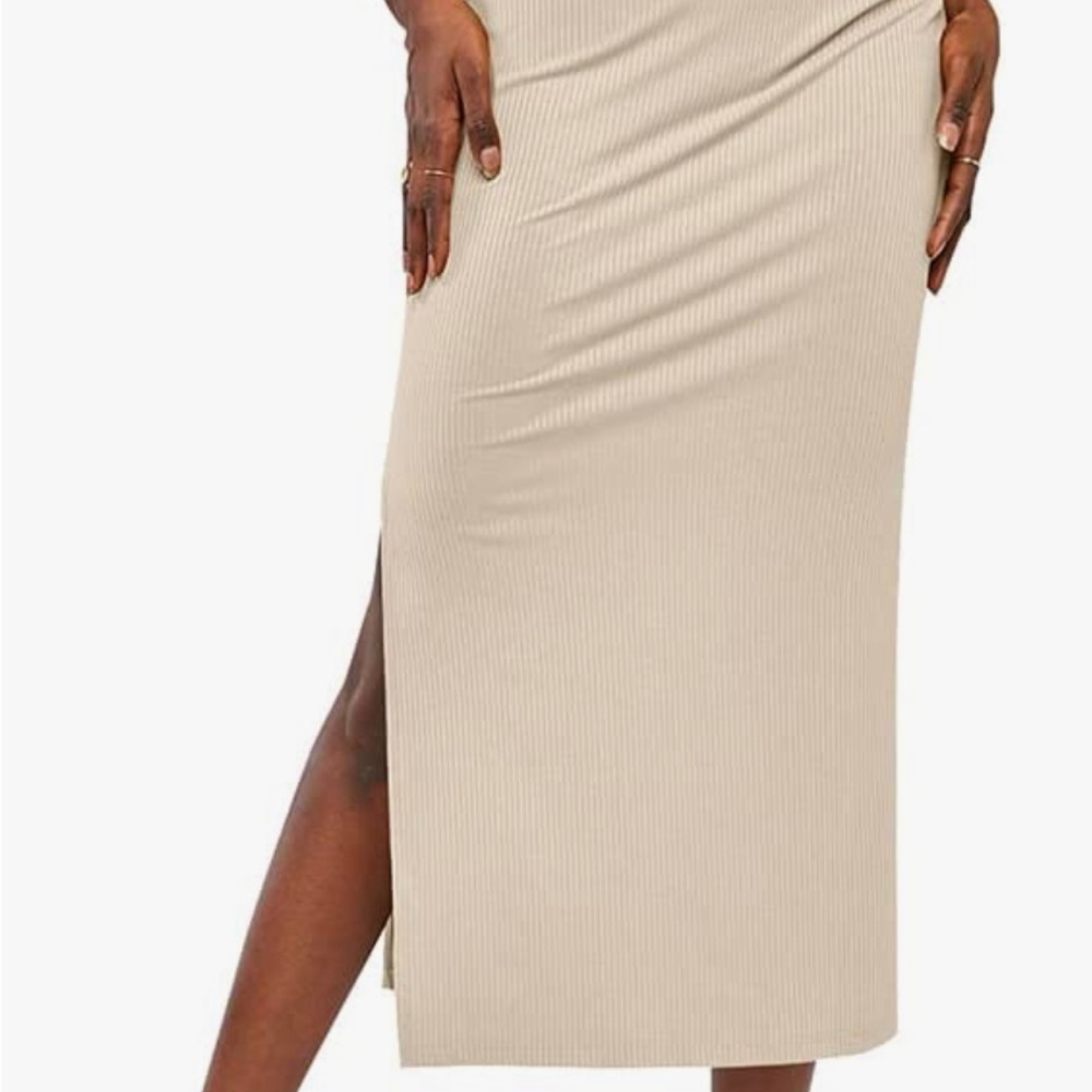 cream ribbed skirt